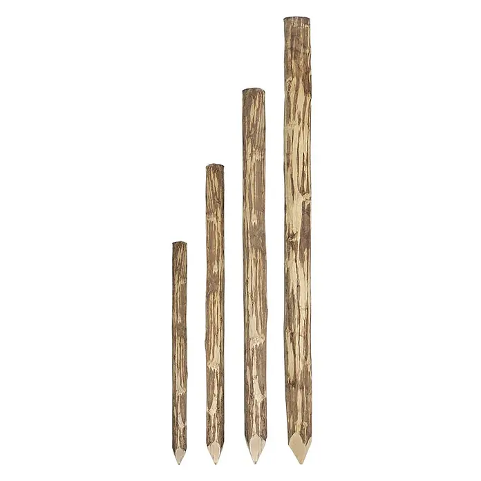 GartenLand Zaunpfosten - Höhe: 150 cm, Natur, Holz - Vier Gartenpfähle aus Naturholz mit Spitzen, unterschiedlich hoch.