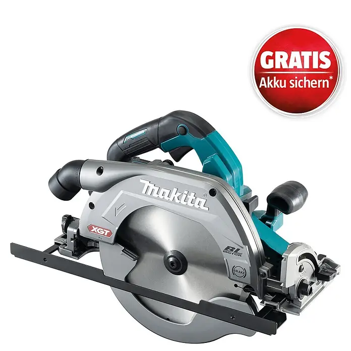 Makita XGT 40V max. Akku-Handkreissäge HS009GZ - 40 V, Ohne Akku - Makita XGT Akku-Handkreissäge in Türkis, Schwarz und Grau mit BL Motor und Bremse.