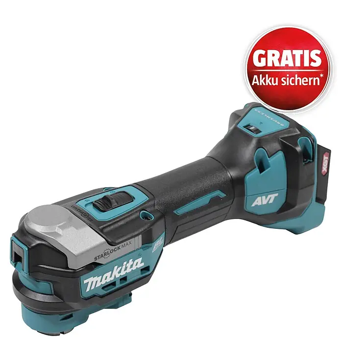 Makita XGT 40V max. Akku-Multifunktionswerkzeug ‎TM001GZ - 40 V, Ohne Akku - Schwarzes und türkises Makita Akku-Multitool mit Starlock Max System.