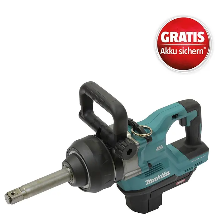 Makita XGT 40V max. Akku-Schlagschrauber TW010GZ - 40 V, Ohne Akku, 3.150 Nm - Großer türkis-schwarzer Makita Akku-Schlagschrauber mit Zusatzhandgriff und langer Metallwelle.
