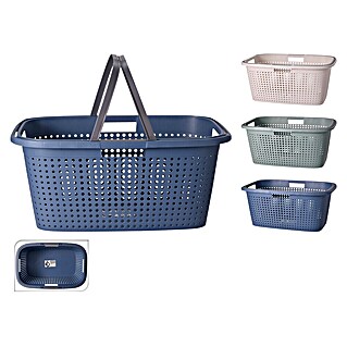 Wasmand 38 Liter (l x b x h: 60 x 40 x 26 cm, Blauw / Groen / Crème)