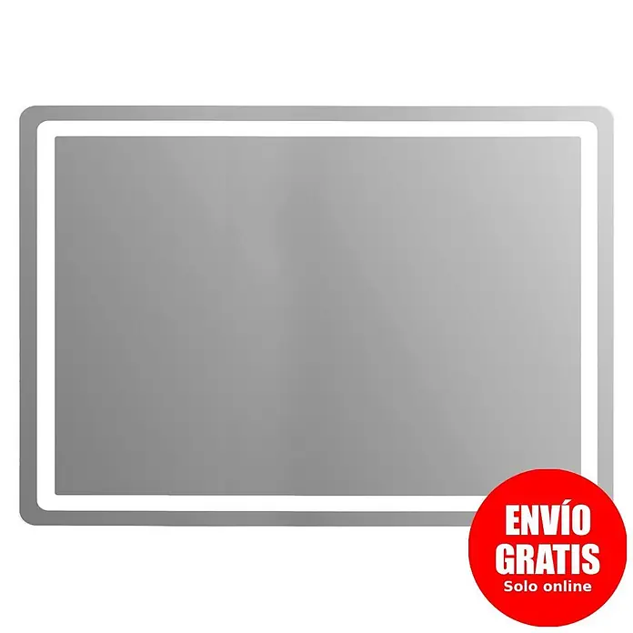 Espejo con luz Bruma - 140 x 70 cm, Blanco frío - Espejo rectangular con borde de luz LED integrado.