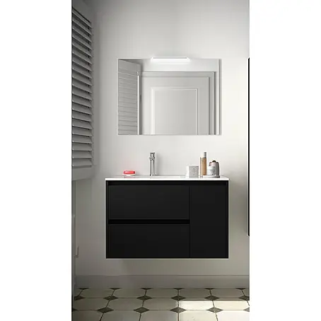 Salgar  Badmöbel-Set Noja Komplett-Set 850 2 Schubladen - Tür rechts Black Satin