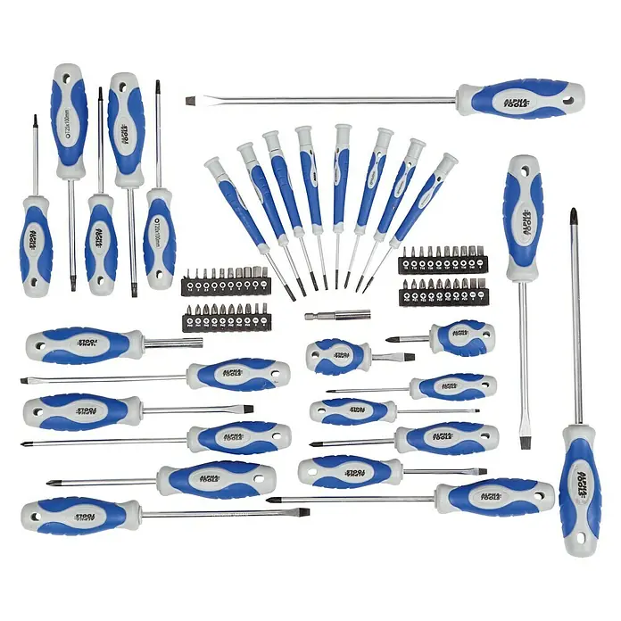 Alpha Tools Set de destornilladores - 70 pzs., Acero - Juego de herramientas: Juego completo con destornilladores y puntas para una amplia gama de tareas de reparación y montaje.