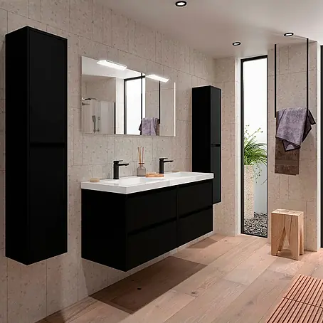 Salgar  Badmöbel-Set Noja Komplett-Set 1400 4 Schubladen Black Satin