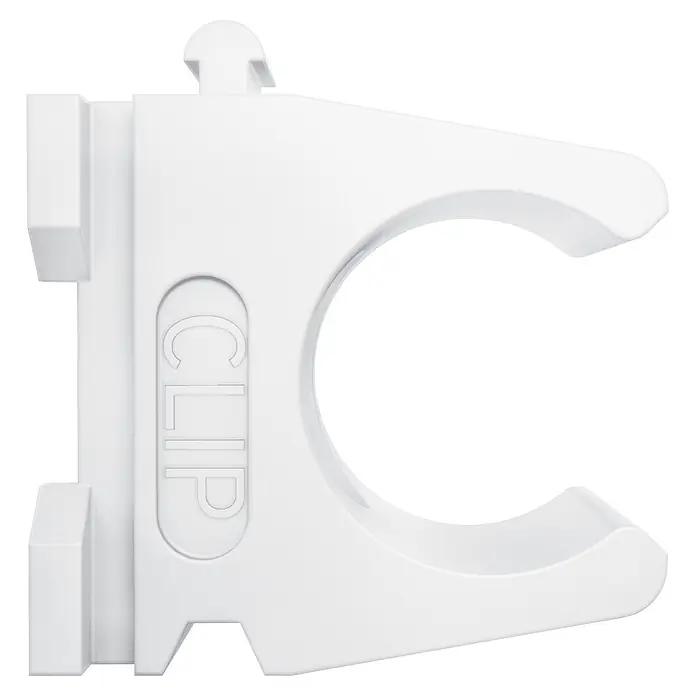 Fischer Klemmschelle Rohrclip RC IEC Spannbereich 24-26 mm - 25 mm, 50 Stk. - Weiße Kunststoff-Rohrschelle mit Prägung „CLIP“, zur Befestigung von Rohren oder Leitungen.