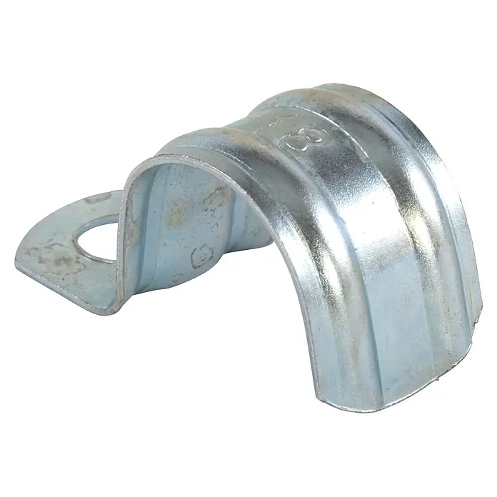 Fischer Klemmschelle Befestigungsschelle BSM 22 - 22 mm, Stahl, 50 Stk. - Verzinkter Metall-U-Bügel mit Befestigungslasche und Loch zur Sicherung von Rohren oder Leitungen.