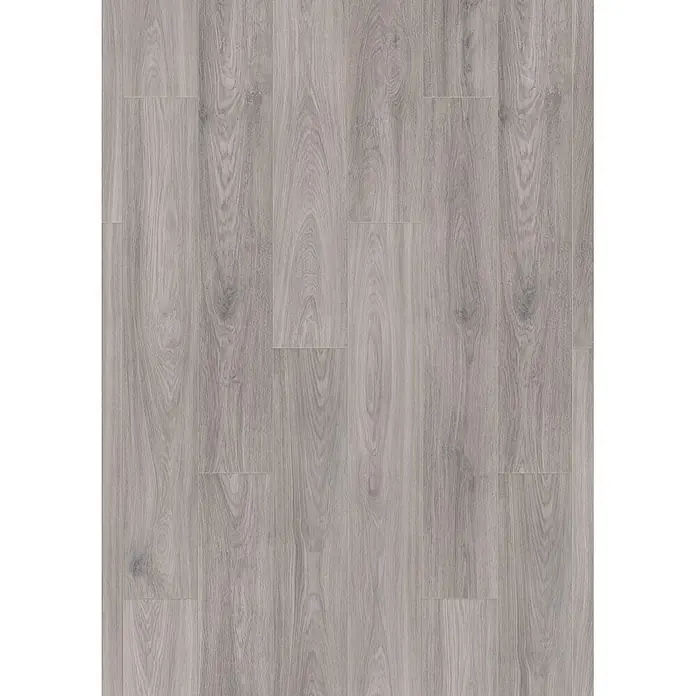 Krono Original Laminat Comfort Silent Cork - Ethereal Oak, Landhausdiele, 1.288 x 195 x 8 mm - Graue Holzdielen für Fußböden mit natürlicher Holzmaserung.