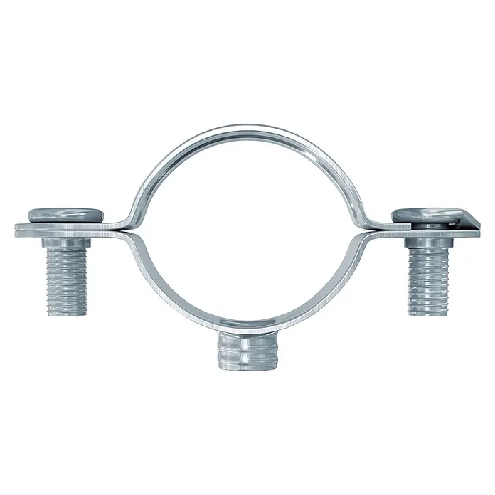 Fischer Klemmschelle Schraubabstandsschelle AM - Metall, Silber, 50 Stk., 28 mm - Silberfarbene Metall-Rohrschelle mit zwei integrierten Schrauben zur Befestigung von Rohren.