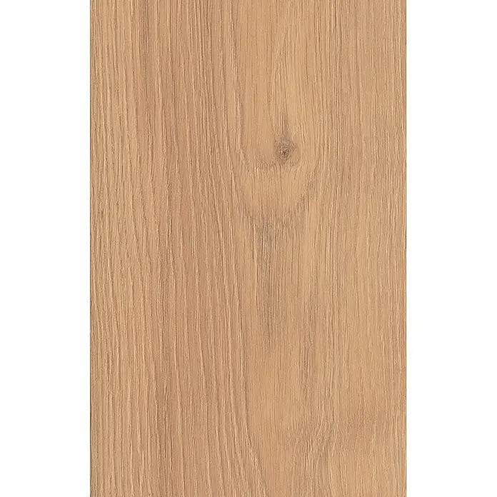Krono Original Laminat Clever - Honey Ribera Oak, Landhausdiele, 1.288 x 195 x 6 mm - Helle Holzmaserung in Braun mit vertikalen Linien und kleinem Ast.
