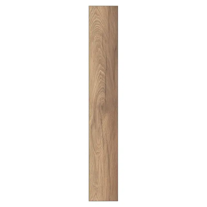 Krono Original Laminat Classic Silent Eco - Wild West Oak, Landhausdiele, 1.288 x 195 x 9 mm - Helles braunes Holzfußbodenpaneel mit natürlicher Maserung und dunkleren Linien.