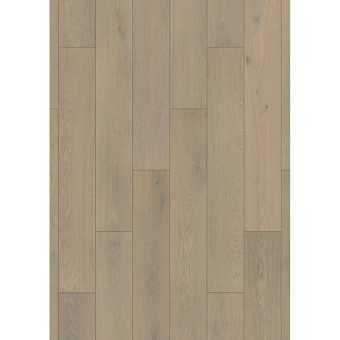 Krono Original Laminat Classic Silent - Gold Fiordaliso Oak Copper Ethereal Oak, Landhausdiele, 1.288 x 195 x 9 mm - Helles, braunes Holzboden mit sichtbarer Maserung und versetztem Dielenmuster.