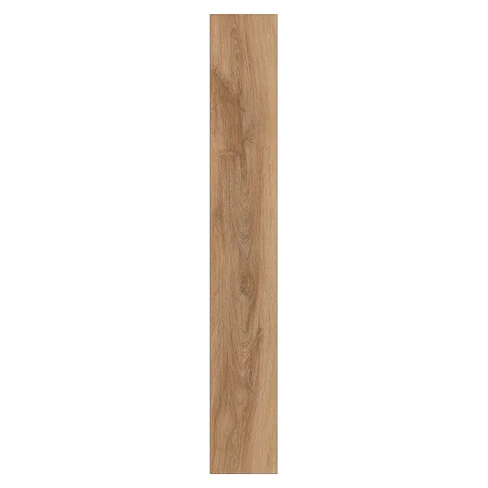 Krono Original Laminat Classic Silent - Historic Oak, Landhausdiele, 1.288 x 195 x 9 mm - Hellbraune Holzdiele mit ausgeprägter Maserung und sichtbarem Astloch.