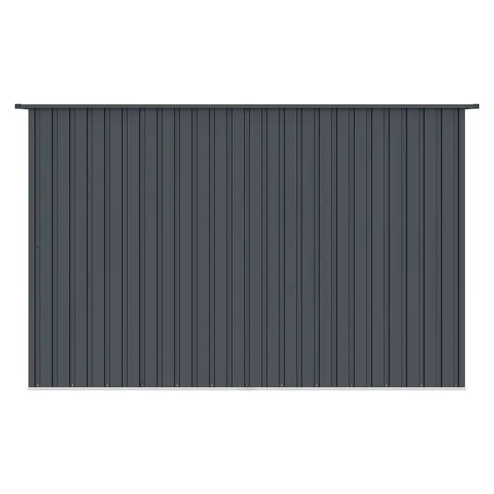 StarLine Metall Gerätehaus Pento 4,72 m² - Außenbreite inkl. Dachüberstand: 261 cm, Außentiefe inkl. Dachüberstand: 181 cm, Metall, Anthrazit - Dunkelgraue Wellblechplatte.