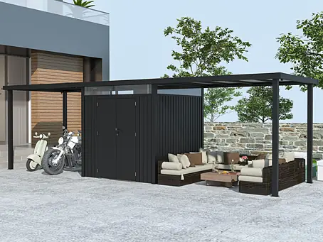 Metall Gerätehaus Modell Style 4,45 m² Spar-Set 3 Anthrazit, Acrylglas online kaufen bei BAUHAUS