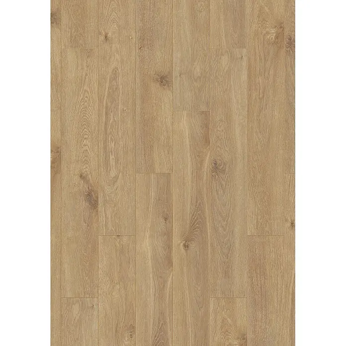 Krono Original Laminat Classic Silent - Solar Oak, Landhausdiele, 1.288 x 195 x 9 mm - Hellbrauner Holzfußboden mit natürlicher Maserung und Dielenmuster.