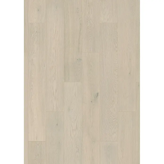 Krono Original Laminat Classic Silent Eco - Mist Ethereal Oak, Landhausdiele, 1.288 x 195 x 9 mm - Helle, gewaschene Eichenholz-Optik Bodenplanken mit sichtbarer Maserung.