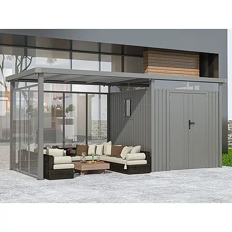 StarLine Metall  Gerätehaus Style 4,45 m² Spar-Set 5 Alu Grau