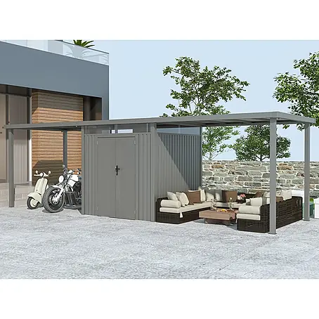 StarLine Metall  Gerätehaus Style 4,45 m² Spar-Set 3 Alu Grau