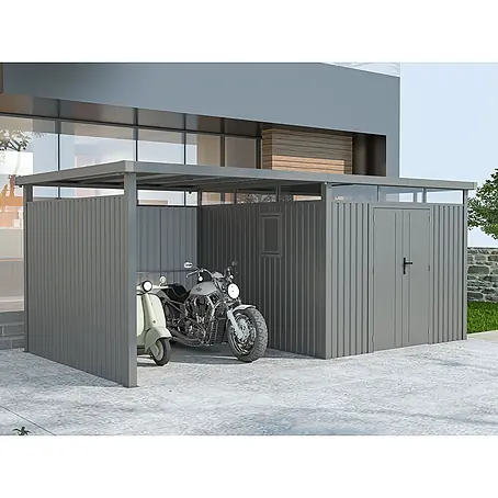 StarLine Metall  Gerätehaus Style 7,56 m² Spar-Set-2 Alu Grau