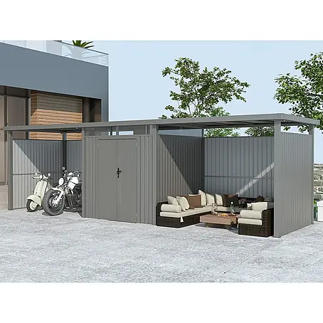 StarLine Metall  Gerätehaus Style 4,45 m² Spar-Set 4 Alu Grau