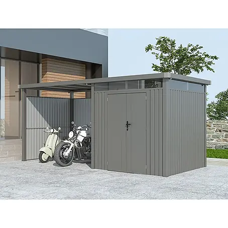 StarLine Metall  Gerätehaus Style 4,45 m² Spar-Set 2 Alu Grau