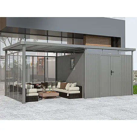StarLine Metall  Gerätehaus Style 7,56 m² Spar-Set-5 Alu Grau