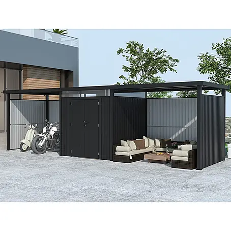 StarLine Metall  Gerätehaus Style 4,45 m² Spar-Set 4 Anthrazit