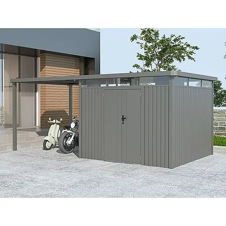 StarLine Metall  Gerätehaus Style 7,56 m² Spar-Set-1 Alu Grau