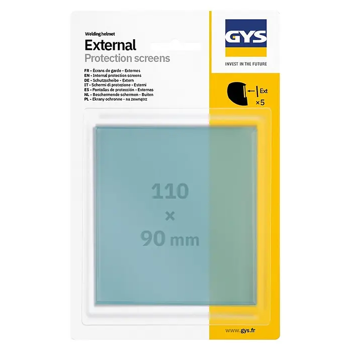 Gys Schweißerschutzglas - 5 Stk. - GYS externe Schutzscheiben für Schweißhelme, 110x90mm, 5er-Pack.