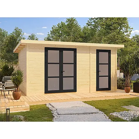 Fjordholz  Gartenhaus Alu Line 28-F Modern Style Struktur-Milchglas
