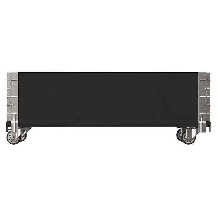Upyard Kräuterkasten mit Rollen - Schwarz, 80 x 30 x 19,5 cm - Lange dunkelgraue Holz-Mobilplattform mit silbernen Metall-Lenkrollen.