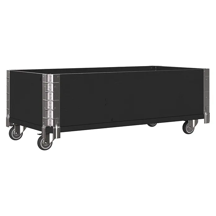 Upyard Kräuterkasten mit Rollen - Schwarz, 80 x 40 x 19,5 cm - Schwarzer rechteckiger Rollbehälter mit Holzoptik, Metallverstärkungen und Rollen.