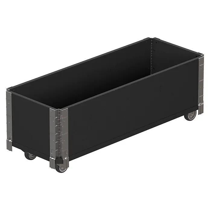Upyard Kräuterkasten mit Rollen - Schwarz, 80 x 30 x 19,5 cm - Schwarze Lagerkiste aus Holz mit Metallecken und Rollen.