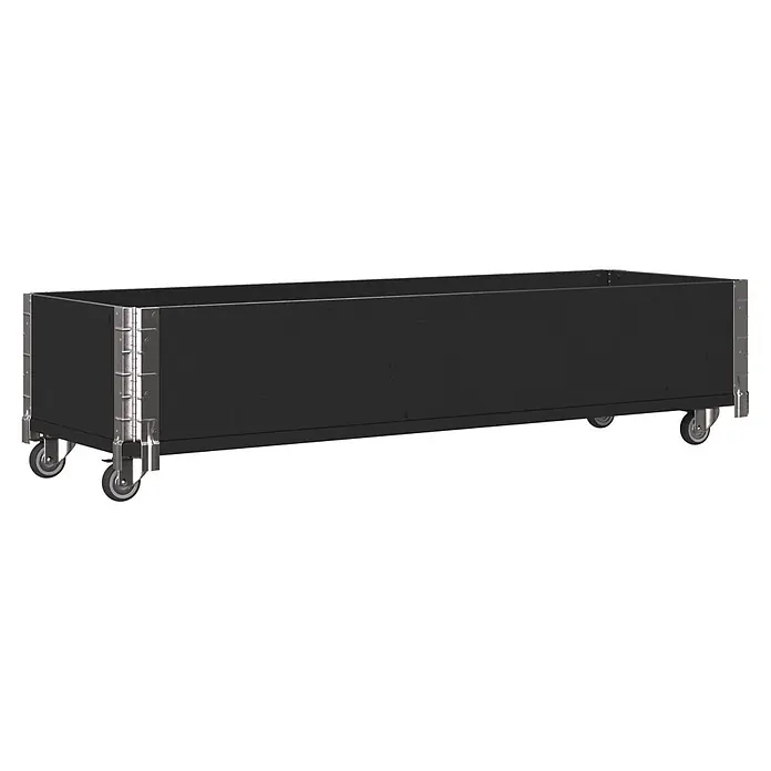 Upyard Kräuterkasten mit Rollen - Schwarz, 120 x 40 x 19,5 cm - Langer schwarzer rechteckiger Behälter mit Metallecken und Rollen.