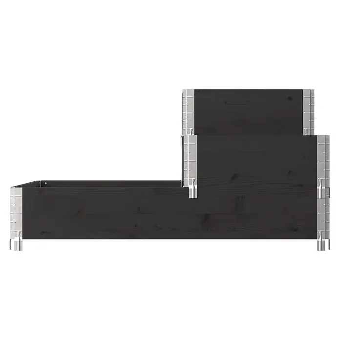 Upyard Huerto de 3 niveles - 120 x 80 x 58,5 cm, Madera, Negro, Capacidad volumétrica: 301,8 l - Huerto elevado modular de madera oscura con conectores de esquina gris claro para un diseño flexible.