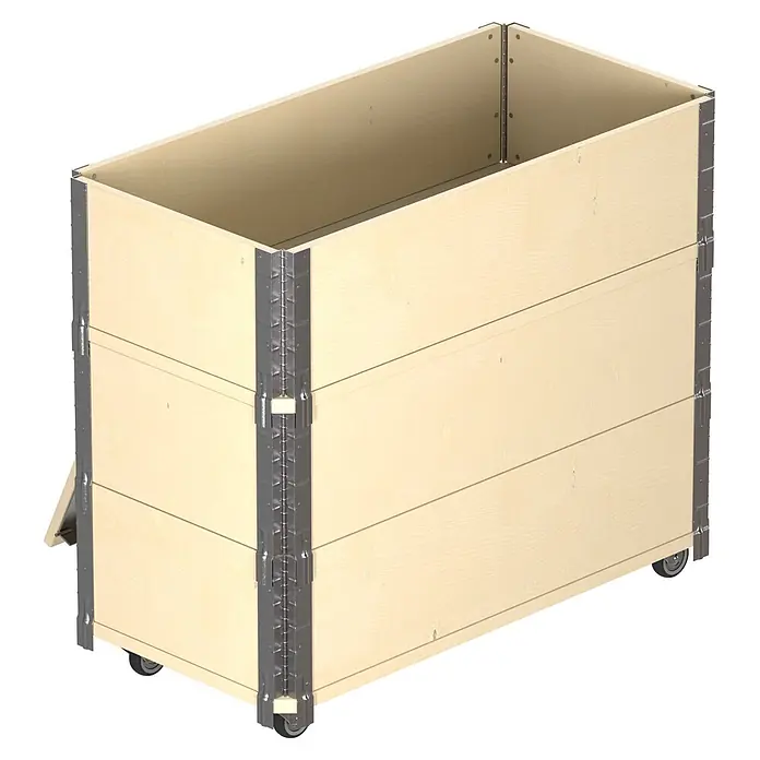 Upyard Kräuterkasten Advanced - 80 x 40 x 68 cm, Stahl, Natur - Klappbare Holzkiste mit Metallbeschlägen und Rollen.