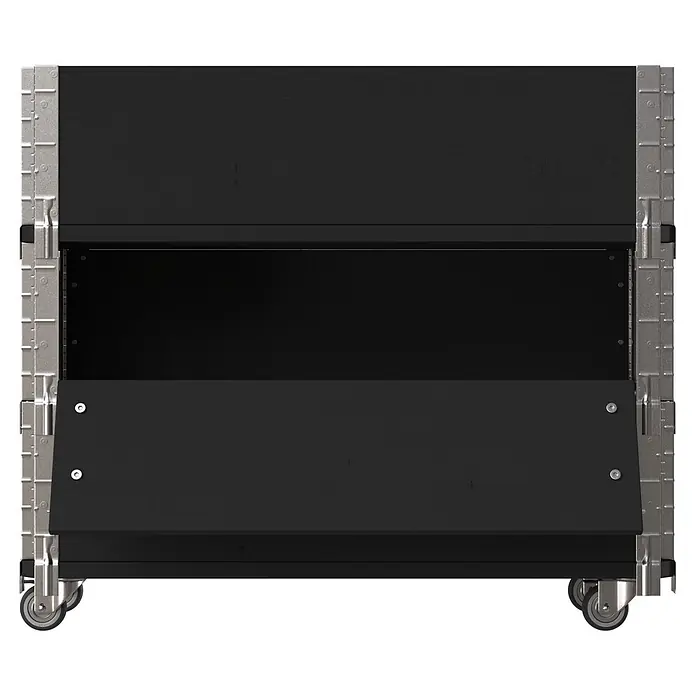 Upyard Kräuterkasten Advanced - 80 x 30 x 68 cm, Stahl, Schwarz - Schwarzes Roll-Flightcase mit silbernen Metallecken und Beschlägen.