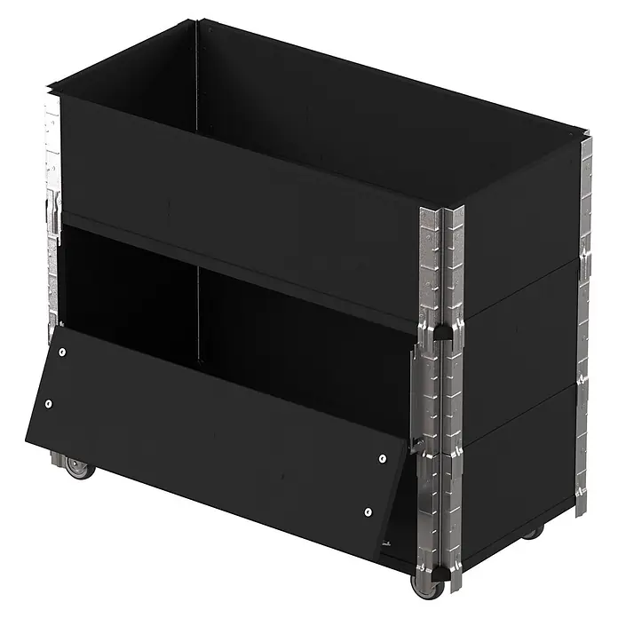 Upyard Kräuterkasten Advanced - 80 x 40 x 68 cm, Stahl, Schwarz - Schwarzer Rollcontainer mit klappbarer, offener Vorderseite und Metallbeschlägen.