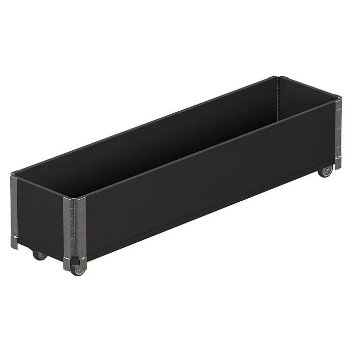 Upyard Kräuterkasten mit Rollen - Schwarz, 120 x 30 x 19,5 cm - Lange schwarze Holzkiste mit Metallecken und Rollen.