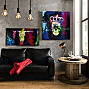 Wandbild Handgemalt (Colourful Skull, 100 x 100 cm)