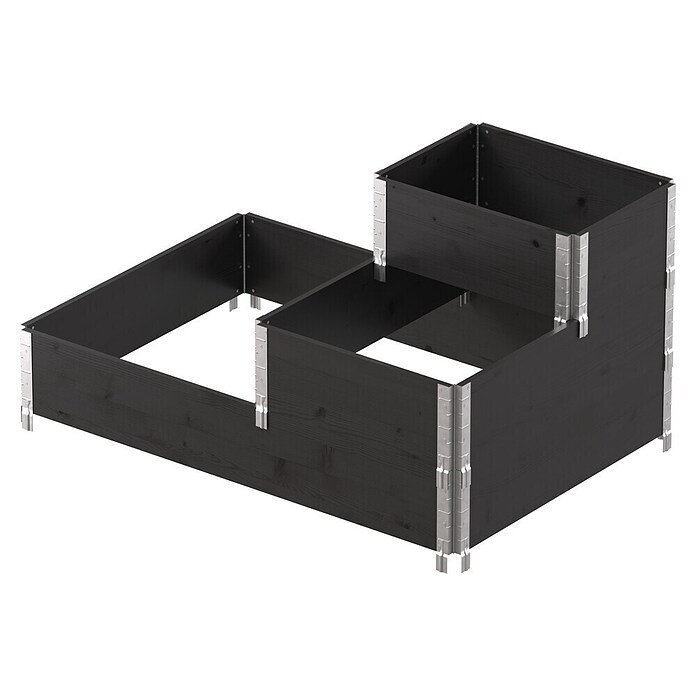 Upyard Huerto de 3 niveles (120 x 80 x 58,5 cm, Madera, Negro, Capacidad volumétrica: 301,8 l) | BAUHAUS
