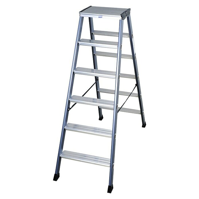 Krause Monto Stufen-Doppelleiter SePro D (Arbeitshöhe: 2,85 m, Anzahl Tritte: 2 x 6 Stufen, Tiefe Stufen: 80 mm, Aluminium)