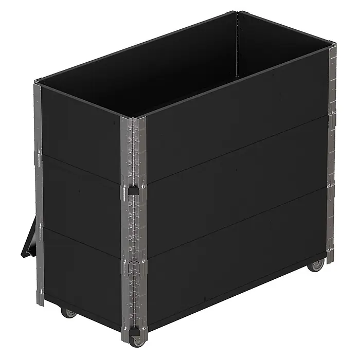 Upyard Kräuterkasten Advanced - 80 x 40 x 68 cm, Stahl, Schwarz - Schwarzer rechteckiger Behälter mit Metalleckscharnieren und Rollen für einfache Mobilität.