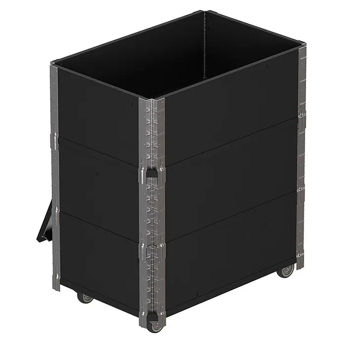 Upyard Kräuterkasten Advanced - 60 x 40 x 68 cm, Stahl, Schwarz - Schwarze, rechteckige, faltbare Box mit Metallscharnieren und Rollen.