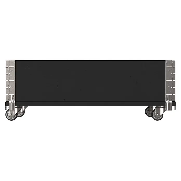 Upyard Kräuterkasten mit Rollen - Schwarz, 80 x 40 x 19,5 cm - Dunkelgrauer Holzwagen auf Rollen mit silbernen Metallecken.