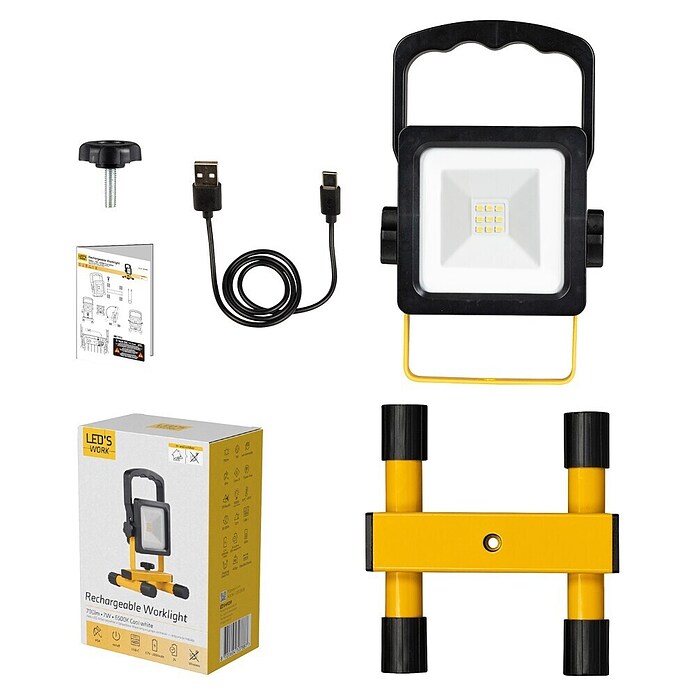 LED's work LED baterijski reflektor  (7 W, 700 lm, 6.500 K, 13,5 x 12,6 x 21,6 cm) | 3099 - Baustrahler | CAKC - Mobiles Arbeitslicht | CAK - Technisches Licht | CA - Beleuchtung | C - Elektro | BAUHAUS