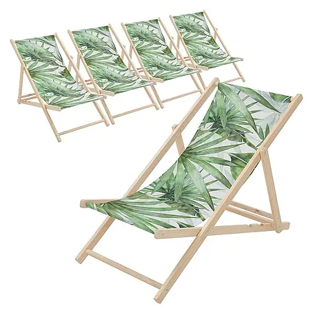 ECD Germany  Strandstuhl 5er Set Sonnenliege mit 3-Fach verstellbarer Rückenlehne Relaxliege