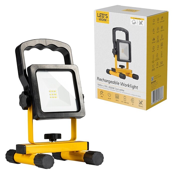 LED's work LED baterijski reflektor  (7 W, 700 lm, 6.500 K, 13,5 x 12,6 x 21,6 cm) | 3099 - Baustrahler | CAKC - Mobiles Arbeitslicht | CAK - Technisches Licht | CA - Beleuchtung | C - Elektro | BAUHAUS