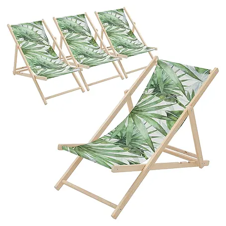 ECD Germany  Strandstuhl 4er Set Sonnenliege mit 3-Fach verstellbarer Rückenlehne Relaxliege